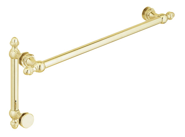 Sonata 24" Cuttable Towel Bar and 8" Pull Shower Door Combination with Rosettes - Polished Brass