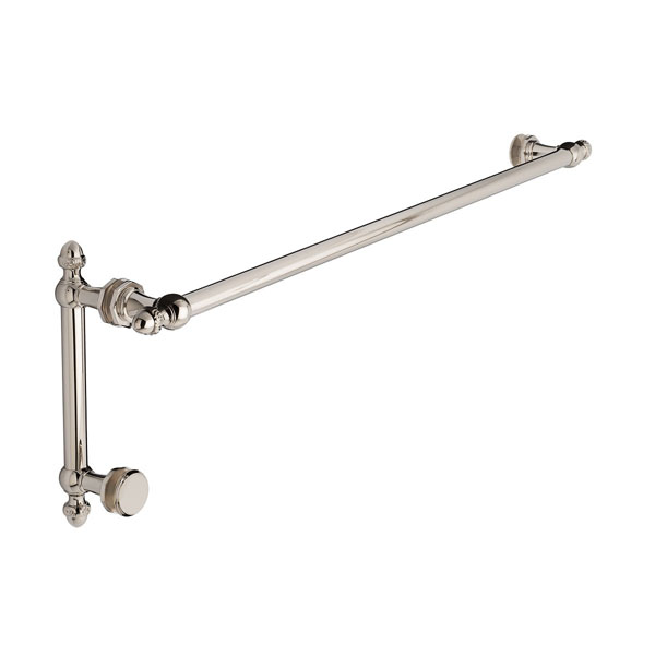 Sonata 24" Cuttable Towel Bar and 6" Pull Shower Door Combination with Rosettes - Polished Nickel