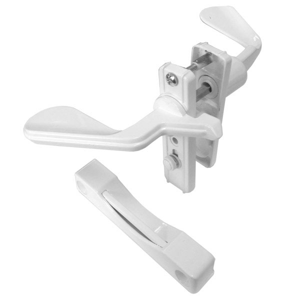 STB Screen and Storm Door Latch, Non-Keyed, Surface Mount, For Inswinging Doors, White