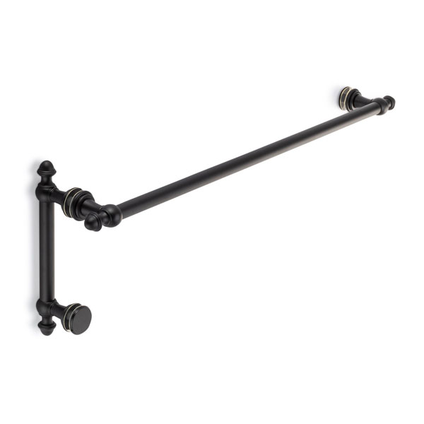Symphony 24" Cuttable Towel Bar and 6" Pull Shower Door Combination with Rosettes - Matte Black
