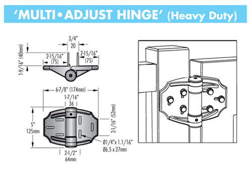 Black Heavy Duty Tru-Close Self-Closing Multi-Adjust Hinges - Pair