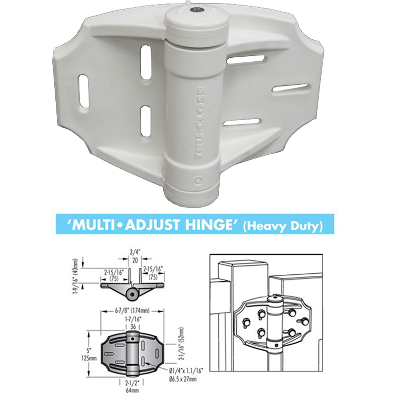 Gordon Glass&#174; White Heavy Duty Tru-Close Self-Closing Multi-Adjust Hinges - Pair