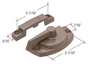 CRL Truth Bronze Sash Lock Without Lugs- 7/16" Backset 2-1/16" Mounting Holes