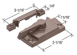 CRL Bronze Sash Lock With Lugs, 11/16" Backset, 2-1/16" Mounting Holes