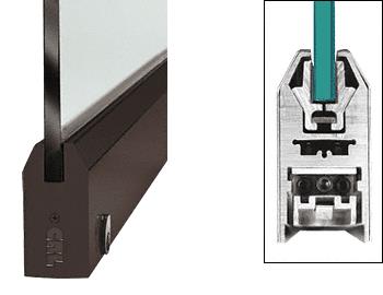 CRL Duranodic Bronze 4" Tapered Style Door Rail with Lock for 3/8" Glass - Custom Length