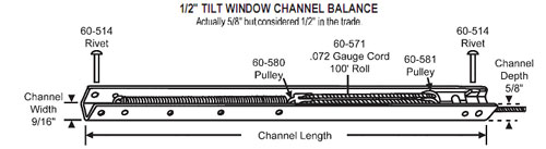 STB Window Channel Balance, Tilt, Stamped 0940 or 9D - 10"