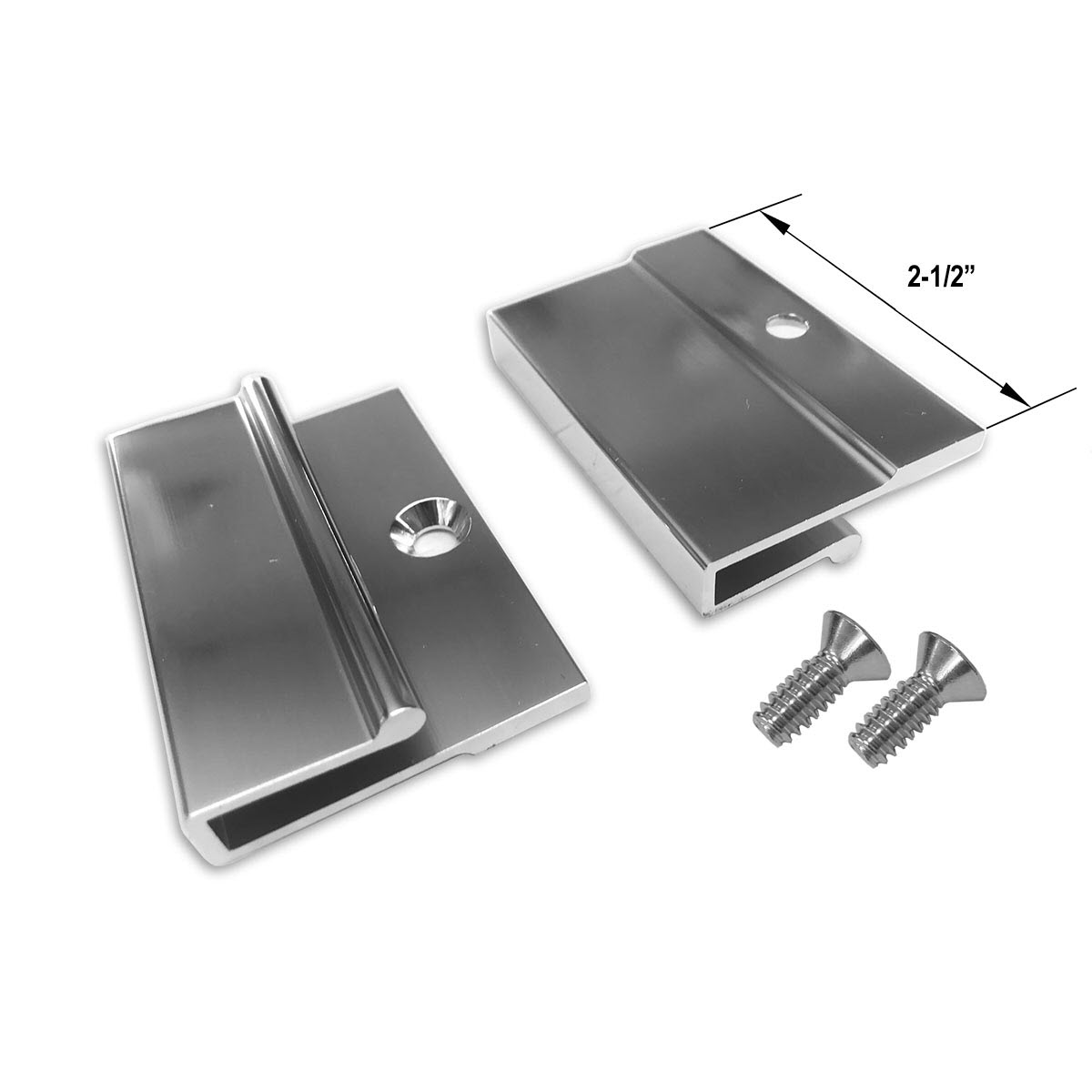 Gordon Glass&#174; Chrome Finish Towel Bar Base Brackets for Frameless Shower Doors 5/32", 3/16" and 1/4" Thick - Pack of 2
