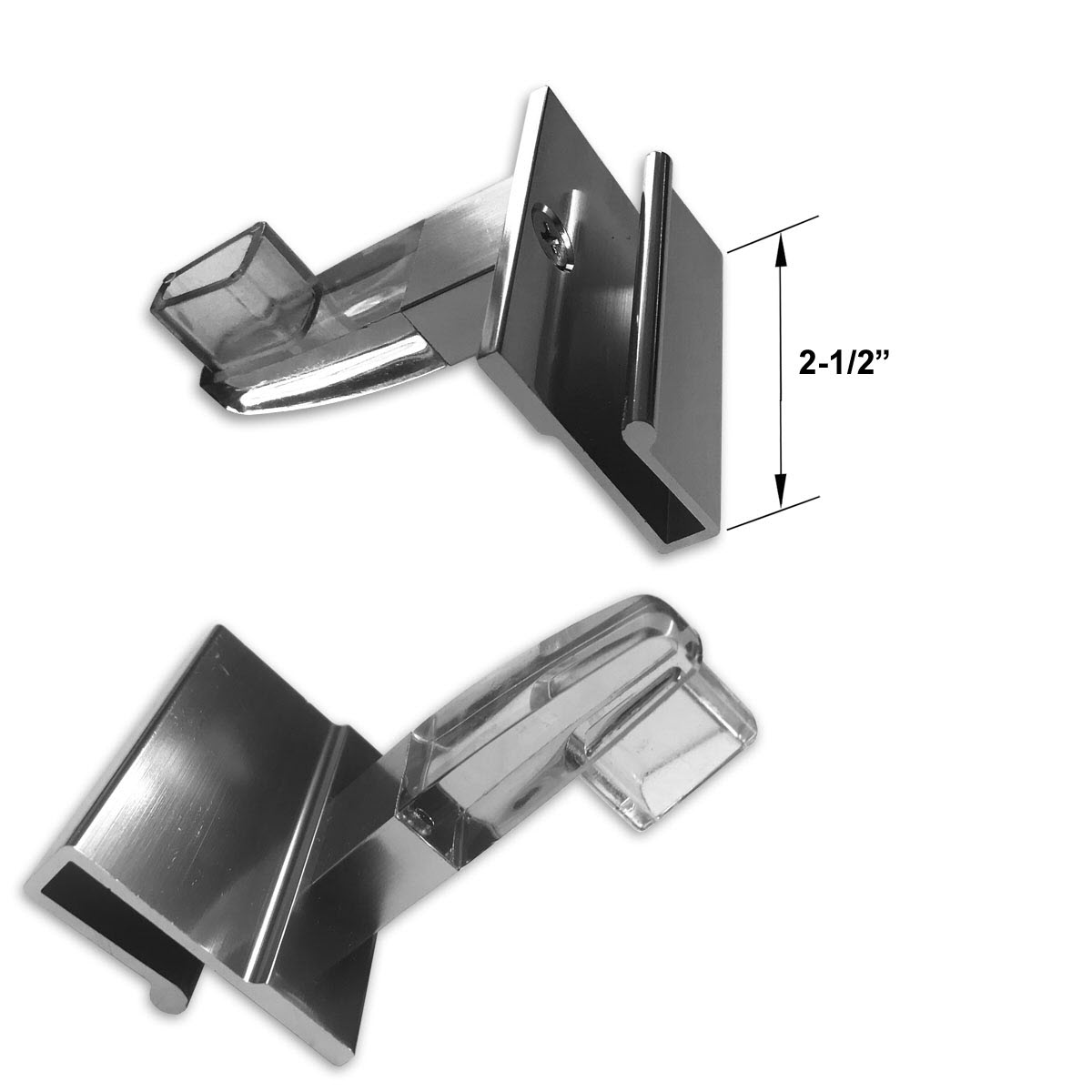 Gordon Glass&#174; Chrome Finish Towel Bar Base Brackets and Clear Acrylic Brackets for Frameless Shower Doors 5/32", 3/16"  and 1/4" Thick Glass - Pack of 2