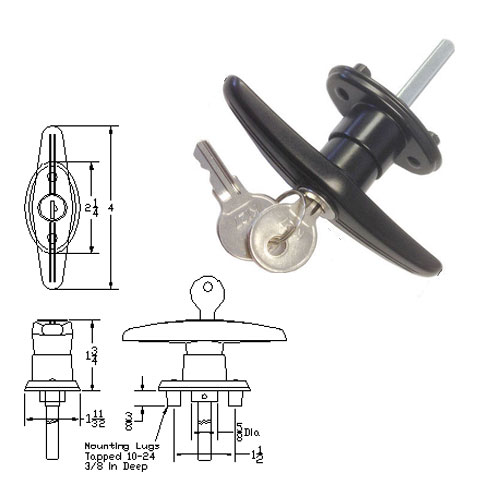 Gordon Glass&#174; Truck Cap Locking T-Handle - Clockwise