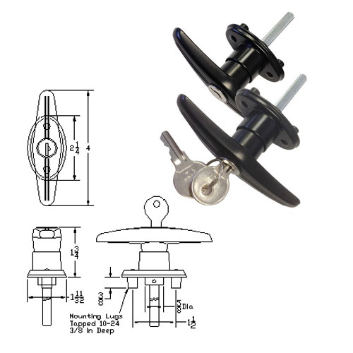 Gordon Glass&#174; Truck Cap Locking T-Handles - Pair Set