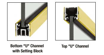 CRL Custom Length Polished Brass Steel "U" Channel with Roll-In Top Load Gasket