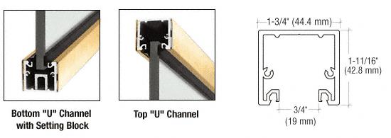 CRL 120" Polished Brass "U" Channel with Roll-In Top Load Gasket - 10 Ft Long