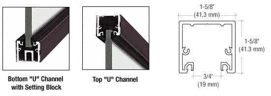CRL 120" Dark Bronze "U" Channel with Roll-In Top Load Gasket - 10 Ft Long