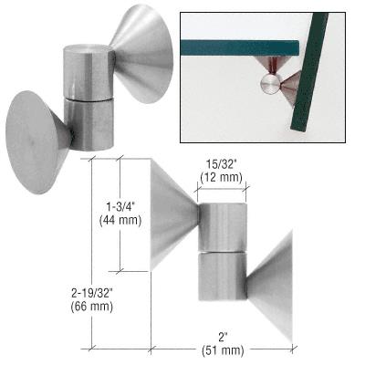 CRL Brushed Stainless UV Glass-to-Glass Cone Hinge - 44 mm Cone