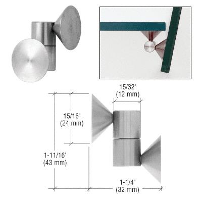 CRL Brushed Stainless UV Glass-to-Glass Cone Hinge - 24 mm Cone