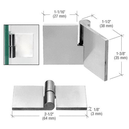 CRL Polished Aluminum Right Hand UV Bond Glass-to-Glass Hinge