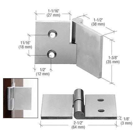 CRL Polished Aluminum UV Bond RH Glass-to-Wood Hinge
