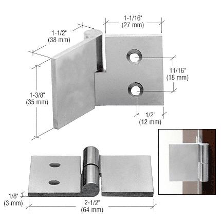 CRL Polished Aluminum UV Bond LH Glass-to-Wood Hinge