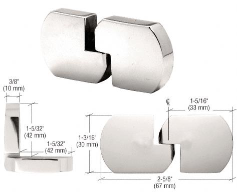 CRL Polished Nickel UV Bond Curved Left Handed Glass-to-Glass Hinge