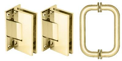 CRL Brass Vienna Shower Pull and Hinge Set