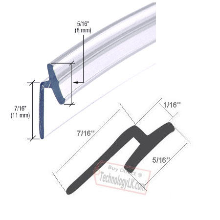 CRL Angled Translucent Vinyl Edge "T" Wipe - 7 ft long