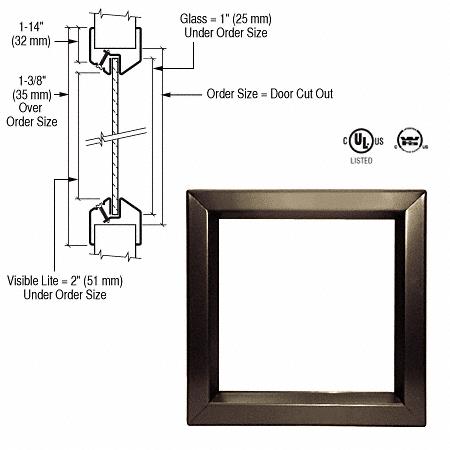 CRL 12" x 12" Door Vision Lite, Bronze Powder Coat Finish
