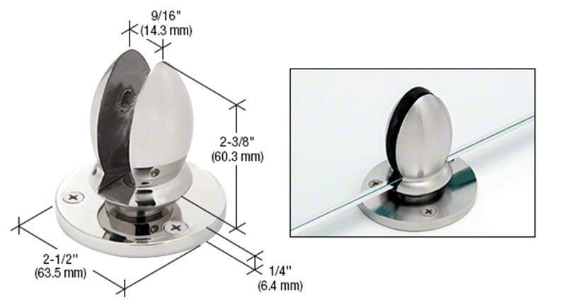 CRL Polished Stainless Vertical Clamp for 1/2" Panels