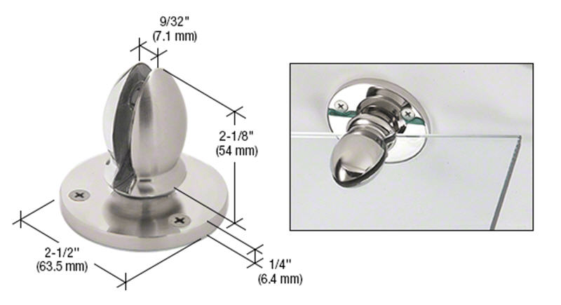 CRL Brushed Stainless Vertical Clamp for 1/4" Panels