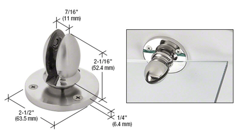 CRL Brushed Stainless Vertical Clamp for 3/8" Panels