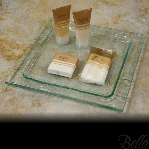 Venetian Cast Glass Square Platter - Brush Edge Series - Small