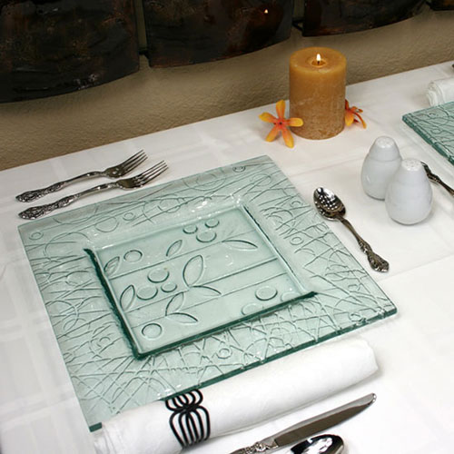 Venetian Cast Glass Square Platter - Avalon Series - Small