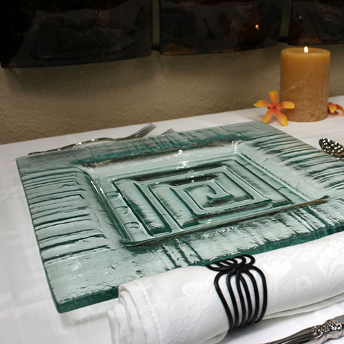 Venetian Cast Glass Square Platter - Aztec Series - Small