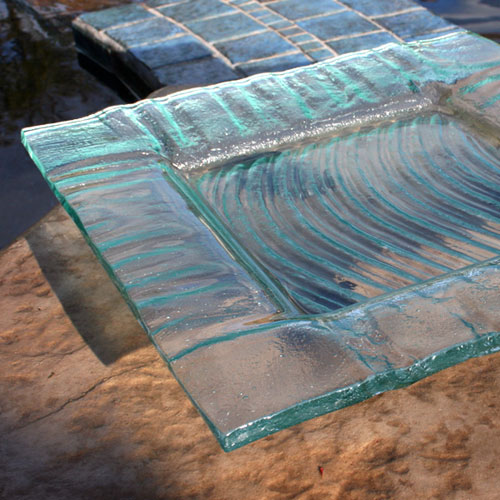 Venetian Cast Glass Square Platter - Brush Series - Small