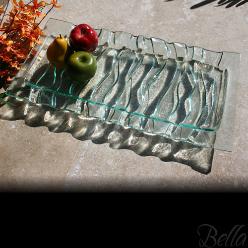 Venetian Cast Glass Rectangle Platter - Deep Safari Series - Small