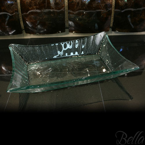 Venetian Cast Glass Starburst Rectangle Bowl - Small