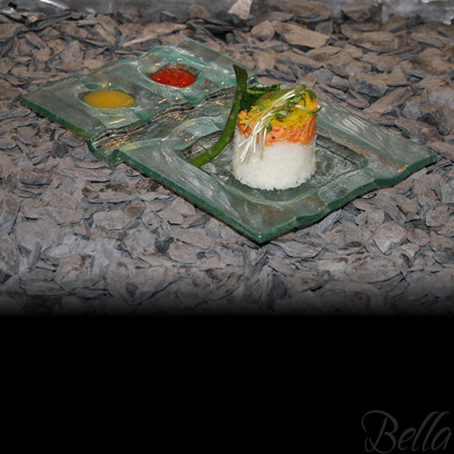 Venetian Cast Glass Sushi Platter - Wavy Split Series