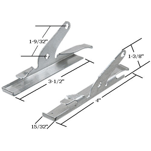 Jalousie Window Glass Clip for Pan Am and Look, 4", Pair