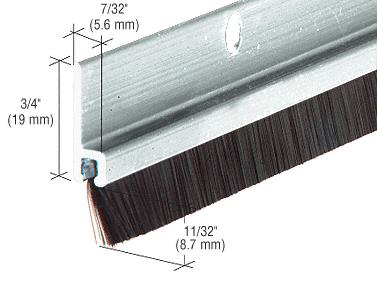 Aluminum and Nylon Door 11/32" Bristle Weatherstrip - 72 in long