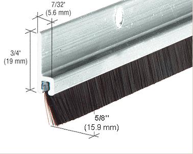 Aluminum Anodized and Nylon Door 5/8" Bristle Weatherstrip - 72 in long
