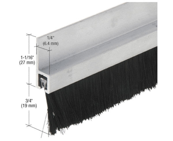 Aluminum and Nylon Door 1" Bristle Weatherstrip - 36 in long