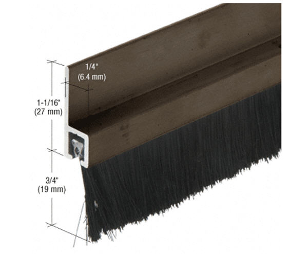 Dark Bronze Anodized and Nylon Door 1" Bristle Weatherstrip - 72 in long
