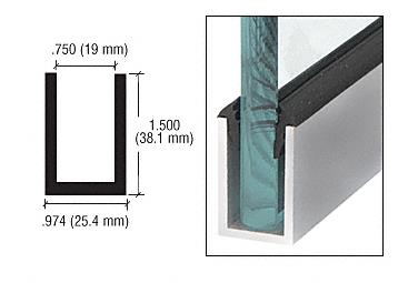 CRL Brushed Stainless Anodized Wet Glaze 1-1/2" Deep "U" Channel - 120" Long