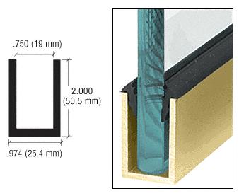 CRL Brite Gold Anodized Wet Glaze 2" Deep "U" Channel Custom Length
