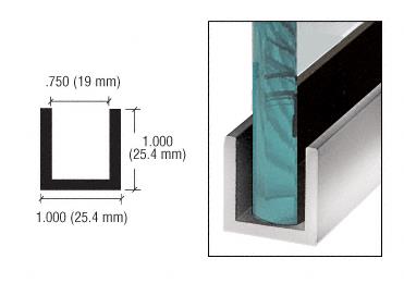 CRL Brushed Stainless Anodized Wet Glaze 1" Deep "U" Channel Custom Length