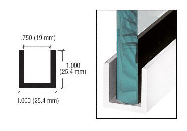 CRL Brite Brushed Anodized Wet Glaze 1" Deep "U" Channel - 120" Long