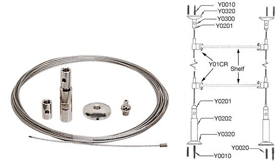 CRL Floor to Ceiling Vertical Cable Kit for 1/4" to 3/8" Glass