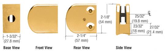CRL Gold Plated Z-Series Zinc Large Round Clamp for 3/8" Glass