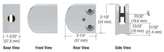 CRL Satin Chrome Z-Series Zinc Large Round Clamp for 3/8" Glass