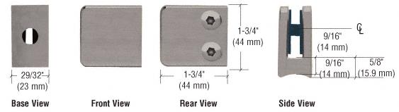 CRL Z-Series Brushed Nickel Zinc Small Square Glass Clamp for 1/4" and 5/16" Glass