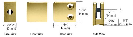 CRL Z-Series Polished Brass Zinc Small Square Glass Clamp for 1/4" and 5/16" Glass